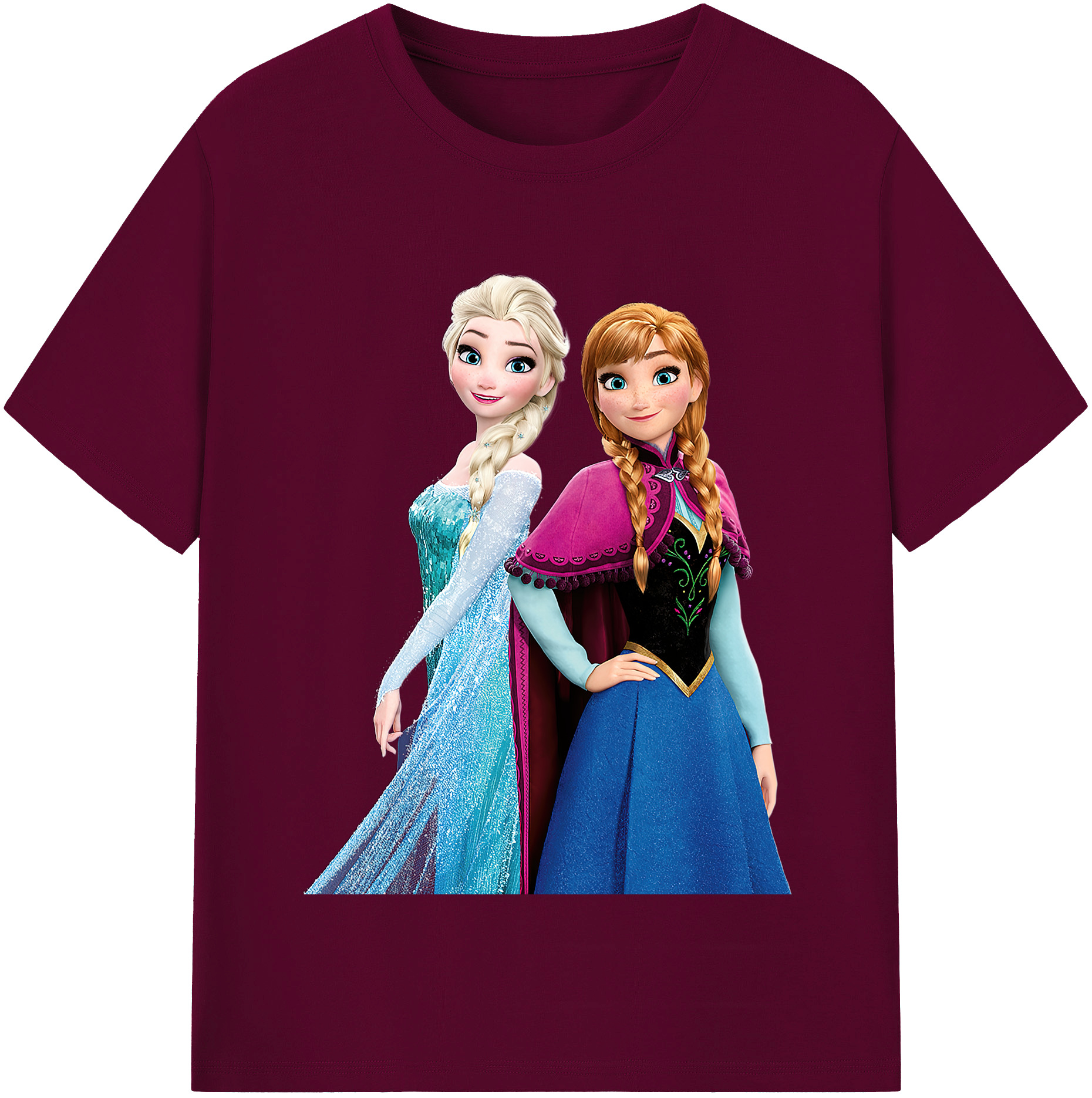 （画像用） アナと雪の女王 アンナ エルサ Frozen Anna Elsa レディースカジュアルプリントTシャツ（綿100％）